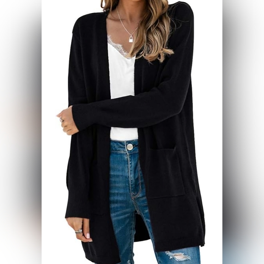 Black Long Open Front TASAMO Cardigan  NWT SZ. 2XL